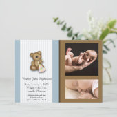 Bleu et Brown Ours en Teddy Photo Faire-part bébé (Debout devant)