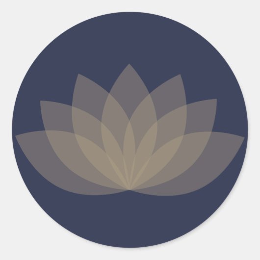 Bleu et brun Lotus Sticker rond Fleur (Devant)