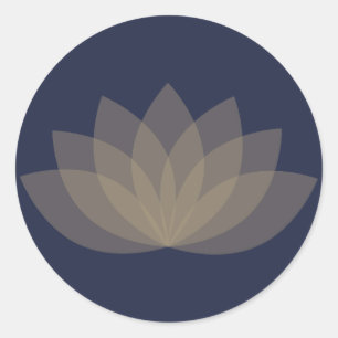 Bleu et brun Lotus Sticker rond Fleur