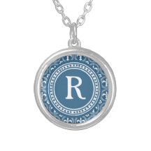 Bleu et collier de White Fleur de Lis Monogram