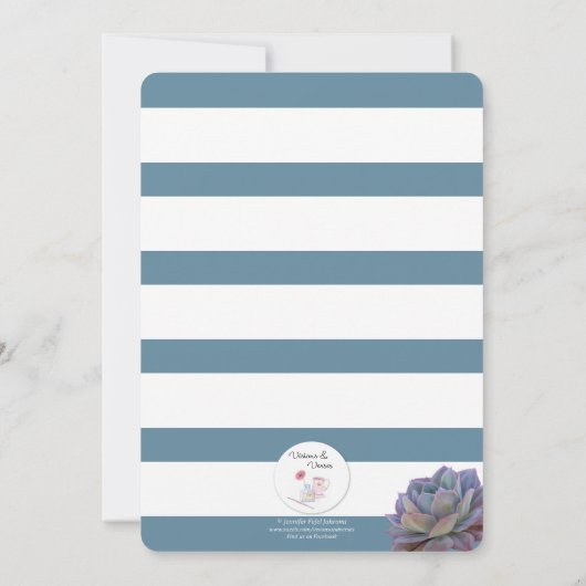 Bleu et confirmation Succulente Invitation (Dos)
