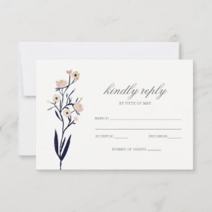 Bleu et corail rose Floral Printemps mariage rsvp