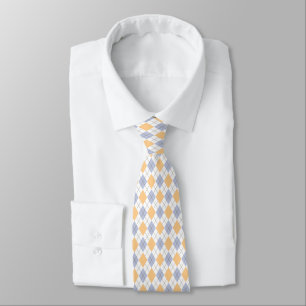 Bleu et Cravate Jacquard jaune