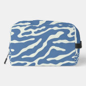 Bleu et crème Abstrait Wavy Lines maquiller sac (Verso)