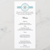 Bleu et Gold Compass Rose Beach Wedding Menu (Devant)