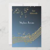 Bleu et Gold Music Bar Mitzvah Invitation (Devant)