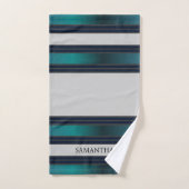 Bleu Et Gris De La Marine Nom Des Bandes Géométriq (Serviette à main)