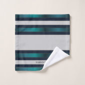 Bleu Et Gris De La Marine Nom Des Bandes Géométriq (Gant de toilette)