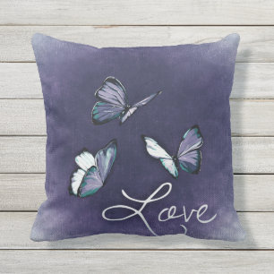 Bleu et gris papillon Saint-Valentin Coussin