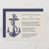 Bleu et ivoire Faire-part de mariage à thème (Devant / Derrière)