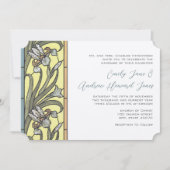 Bleu et jaune Art déco Faire-part de mariage Iris (Devant)