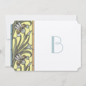 Bleu et jaune Art déco Faire-part de mariage Iris (Dos)