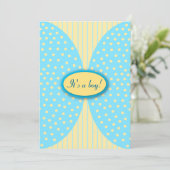 Bleu et Jaune Dots Bébé Invitations de douche (Debout devant)