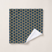 Bleu et jaune, floral simple (Gant de toilette)