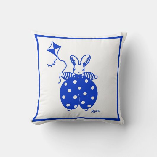 Bleu et jaune lapin avec coussin cerf-volant (Recto)