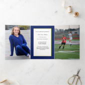 Bleu et jaune or Faire-part de graduation photo (Intérieur)