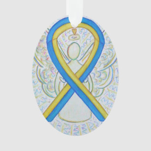 Bleu et Jaune Sensibilisation Ruban Angel Ornement