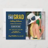 Bleu et maïs Graduation Party Photo Invitation (Devant)