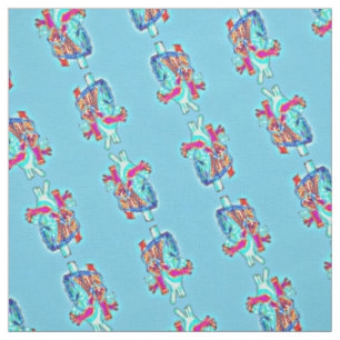 Bleu et néon tissu à motif cardiaque anatomique
