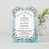 Bleu et noir Arbre décoratif Invitations de mariag (Debout devant)