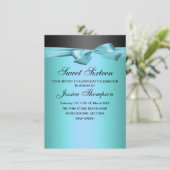 Bleu et noir Bow Sweet 16 Anniversaire Invitation (Debout devant)