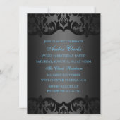 Bleu et noir Damas doux 16 Invitation d'anniversai (Dos)