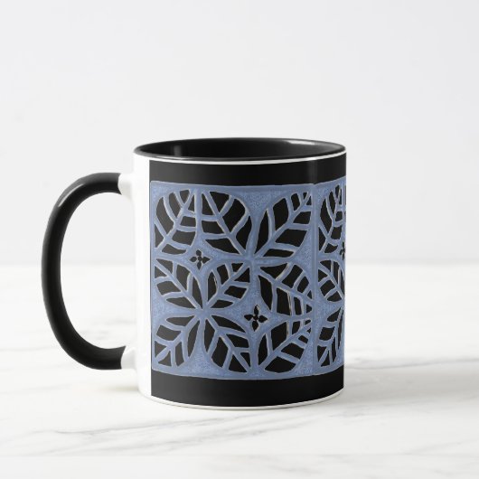 Bleu et noir feuille motif mug (Gauche)