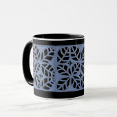 Bleu et noir feuille motif mug (Devant gauche)
