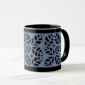 Bleu et noir feuille motif mug (Devant droit)