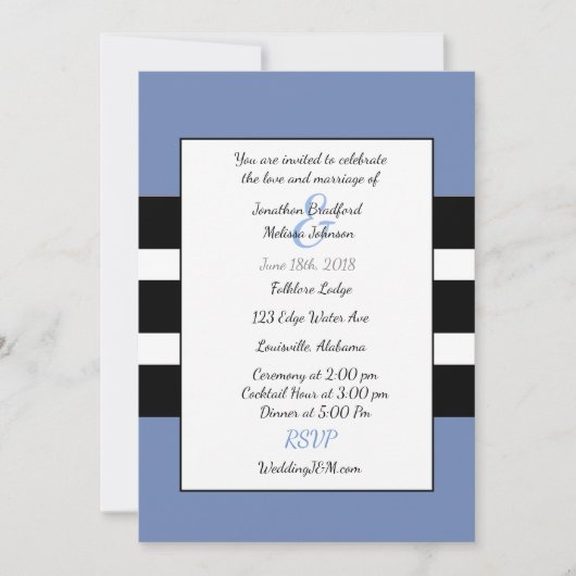 Bleu et Noir Moderne Grille Mariage Invitations (Devant)