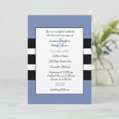 Bleu et Noir Moderne Grille Mariage Invitations (Debout devant)