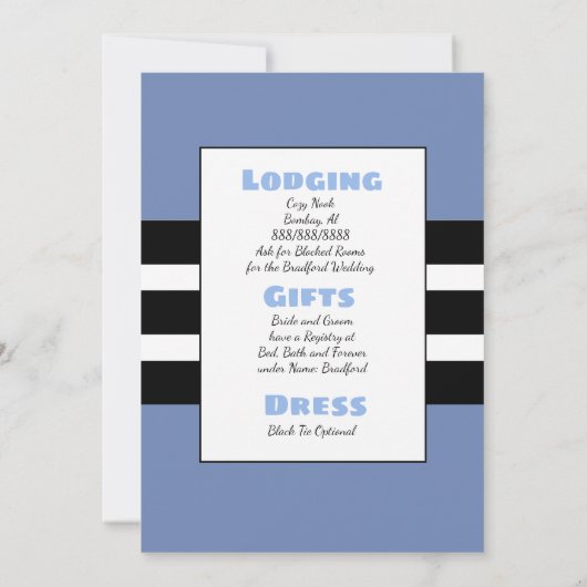 Bleu et Noir Moderne Grille Mariage Invitations (Dos)