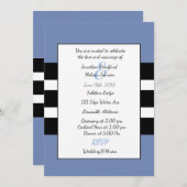 Bleu et Noir Moderne Grille Mariage Invitations (Devant / Derrière)