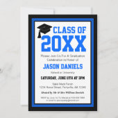 Bleu et noir Photo Graduation Party Invitation (Devant)