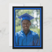 Bleu et noir Photo Graduation Party Invitation (Dos)
