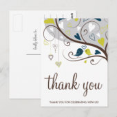 Bleu et olive | Carte postale Merci Lovebirds (Devant / Derrière)