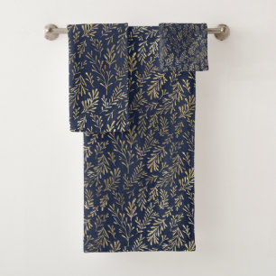 Bleu et or Abstrait Art Déco Motif Feuille