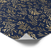 Bleu et or Abstrait Art Déco Motif Feuille (Coin)