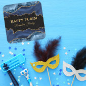 Bleu et Or Agate Hébreu Happy Purim Stickers