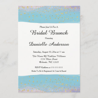 Bleu et or Aquarelle nuptiale douche Invitation