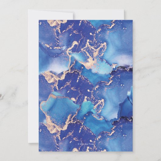 Bleu et or Brunch & Bubbly Invitation (Dos)