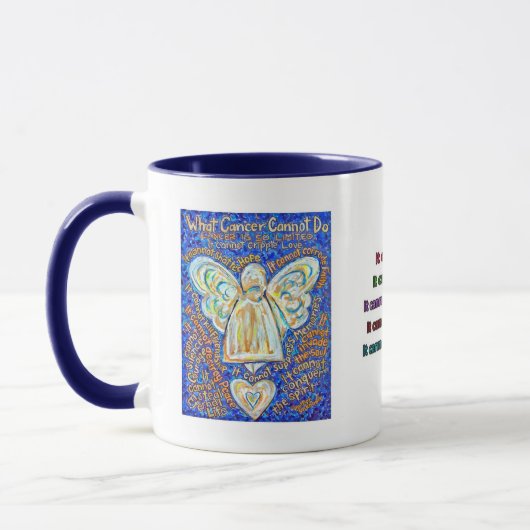 Bleu et or Cancer Ange Mug (Gauche)
