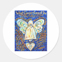Bleu et or Cancer Ange Sticker rond
