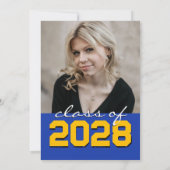 Bleu et or Clavier Filmstrip Grad Faire-part (Dos)