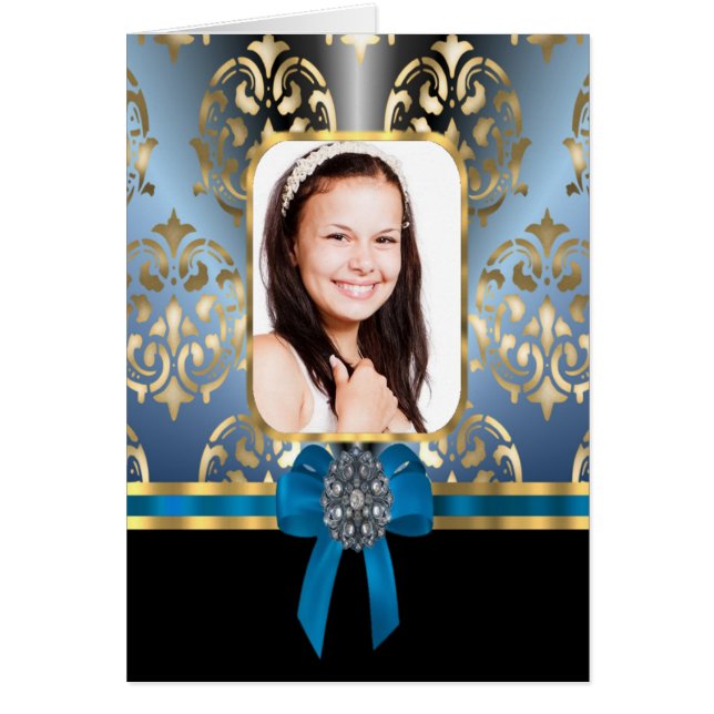 Bleu et or damassé (Devant)