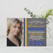 Bleu et or Empreinte de patte Faire-part de diplôm (Debout devant)