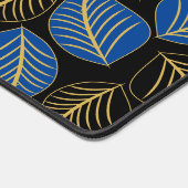Bleu et or large feuille motif sur noir (Coin)