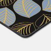 Bleu et or large feuille motif sur noir (Coin)