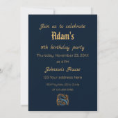 Bleu et or Medieval Dragon anniversaire Invitation (Dos)