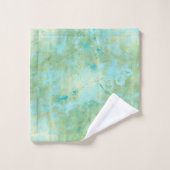 Bleu et Or Moderne Marbré Abstrait Tache de Marbre (Gant de toilette)